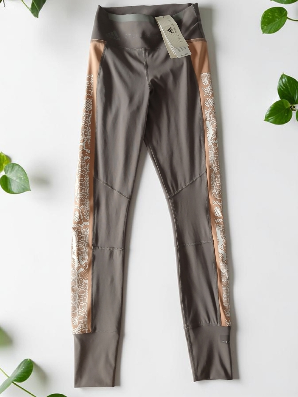 Adidas by Stella McCartney Grey HEAT.RDY Leggings with Python Side Panels New